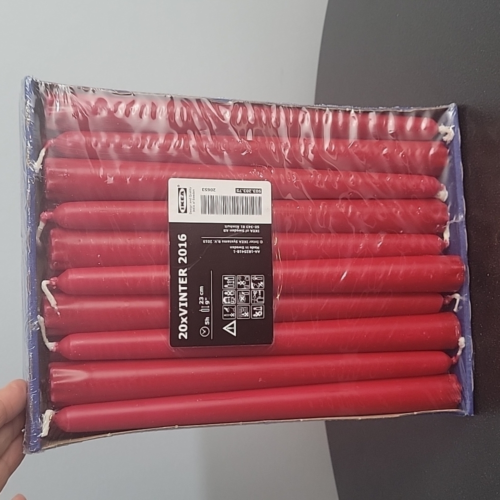 IKEA VINTER red taper candles 9"